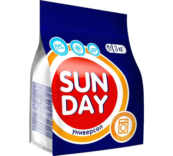 Стиральный порошок автомат Сонца 3кг Sunday универсальный 86132 1