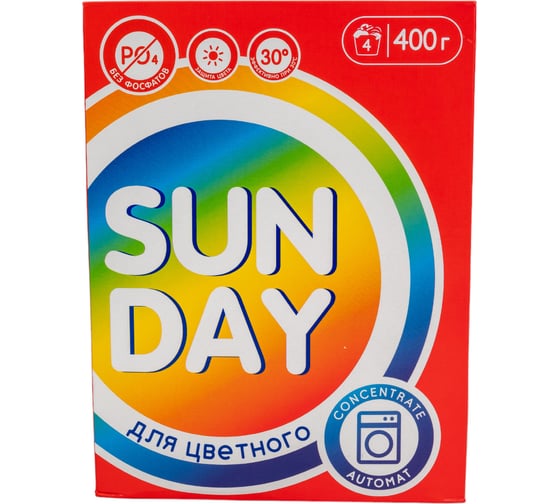 Стиральный порошок автомат Сонца 400г Sunday для цветного 86325