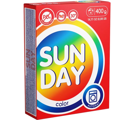 Стиральный порошок автомат Сонца 400г Sunday для цветного 86325 1