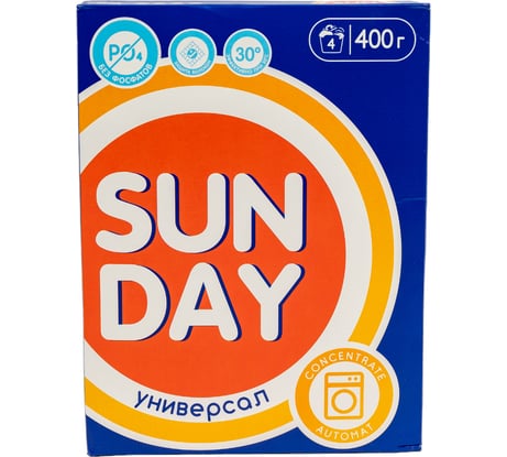 Стиральный порошок автомат Сонца 400г Sunday универсальное 86323