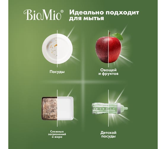 Средство для мытья посуды, овощей и фруктов BioMio BIO-CARE Мандарин, 750 мл 508.26089.0101