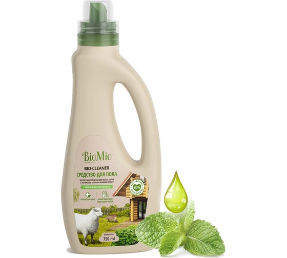 Средство для мытья полов BioMio BIO-FLOOR CLEANER Мелисса, 750 мл 506.04149.0101 1