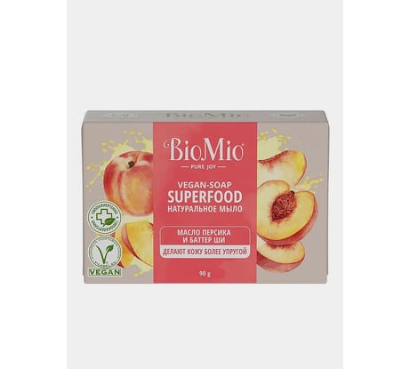 Натуральное мыло BioMio BIO-SOAP персик и ши, 90 г 520.04403.0101