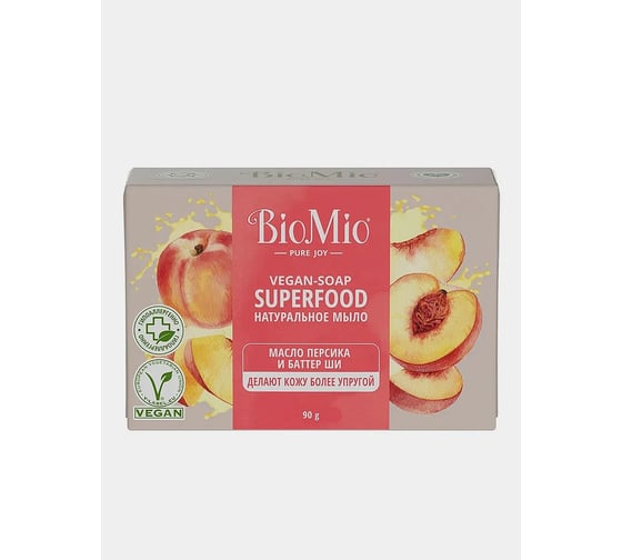 Натуральное мыло BioMio BIO-SOAP персик и ши, 90 г 520.04403.0101 1