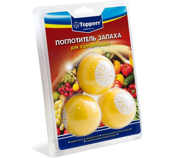 Поглотитель запаха для холодильника Topperr шары 3 шт. в блистере 3113 1
