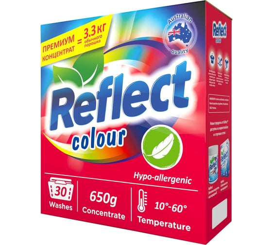 Стиральный порошок концентрированный для цветных и темных тканей REFLECT Colour 650 г 9339238001031 1015180000 1