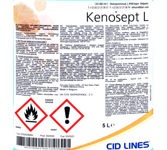 Дезинфицирующее средство Kenolux 5л кожный антисептик KENOSEPT L канистра ''CID LINES'' 1/4 CD-102