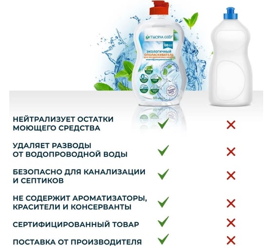 Экологичный ополаскиватель для посудомоечных машин Тысяча озер многофункциональный, 500 мл 1769