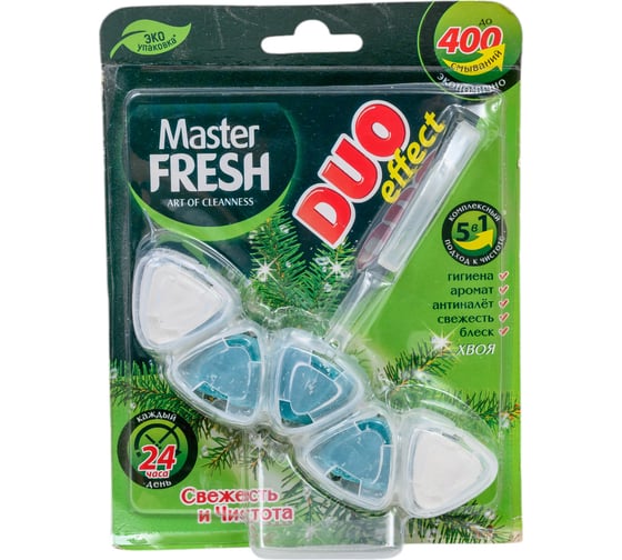 Подвесной блок для унитаза Master Fresh duo effect 5 в 1, хвоя 250641