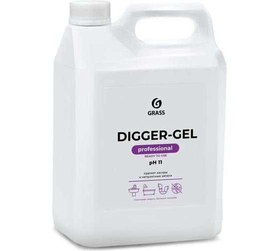 Средство гель для прочистки канализации труб и унитаза от засоров GRASS DIGGER GEL 5кг 125206