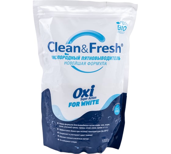 Пятновыводитель Clean&Fresh oxi для белого белья, 1000 г Cl51000w 1