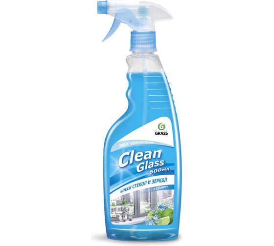 Средство для мытья зеркал окон Grass очиститель стекол Clean Glass бытовая химия голубая лагуна 600мл 125247