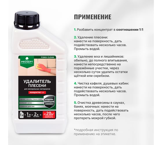 Удалитель плесени PROSEPT FUNGI CLEAN концентрат 1:1, 1 л  019-1