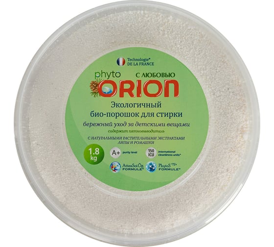 Средства для стирки и отбеливатели ORION Био-порошок стиральный детский Ромашка и липа 1800 г