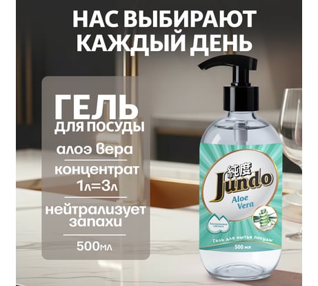 Гель для мытья посуды Jundo Премиум с ароматом алое вера, 0,5 л 4903720020456