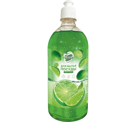 Средство для мытья посуды MR.GREEN Лайм и мята push-pull, 1 л ПЭТ 71216