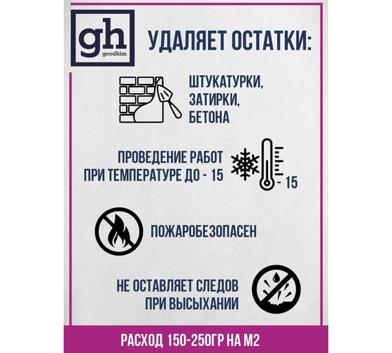 Очиститель фасадов для удаления цемента, высолов и ржавчины Goodhim концентрат 1:5, 5л 38832