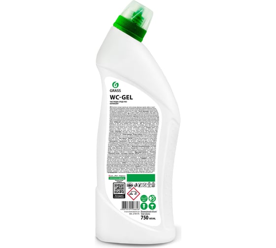 Чистящее средство для сантехники ванной кухни унитаза от ржавчины Grass WC gel 750 мл 219175