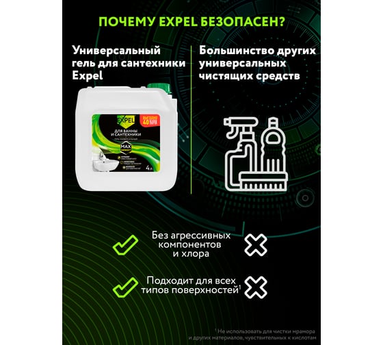 Универсальный гель для ванны и сантехники Expel 4 л e-com TS0012,W