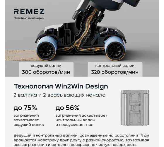 Роботизированный вертикальный моющий пылесос Remez IQSelf RMVС-601 RMVC-601 ЦБ-00000617