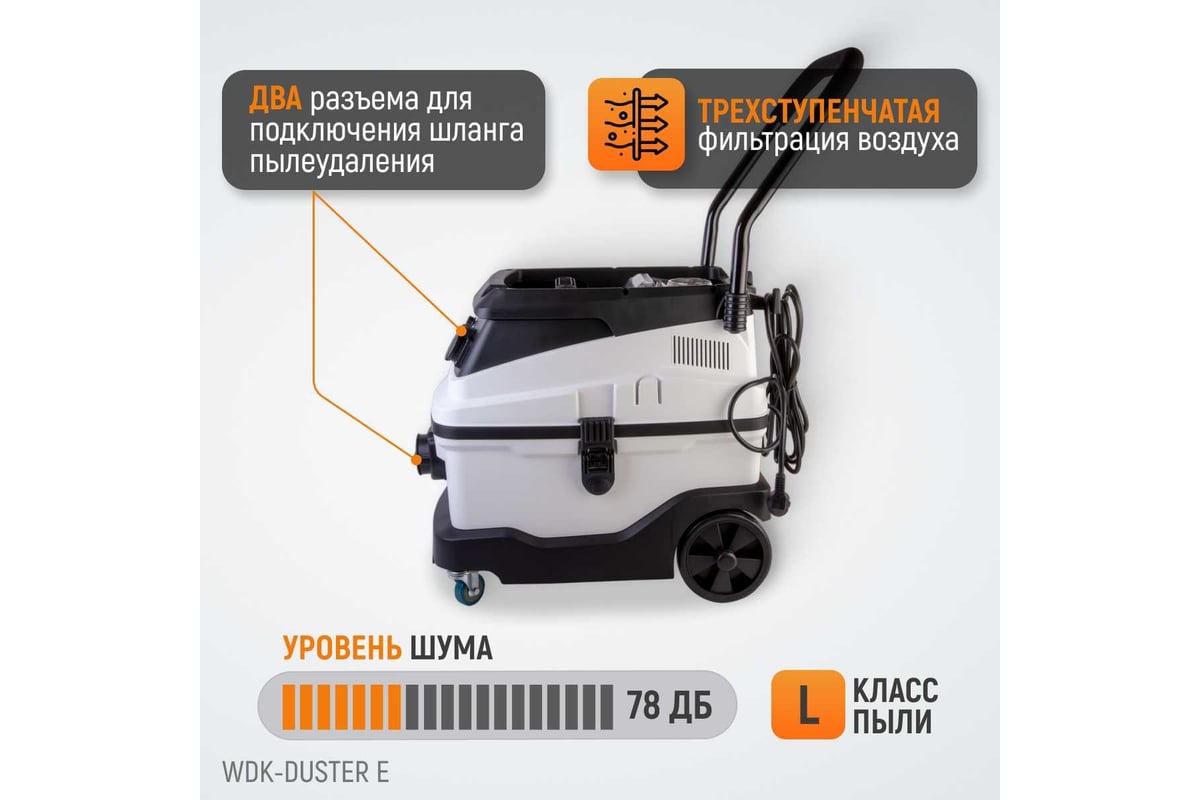 Промышленный пылесос WIEDERKRAFT WDK-DUSTER E - выгодная цена, отзывы,  характеристики, фото - купить в Москве и РФ