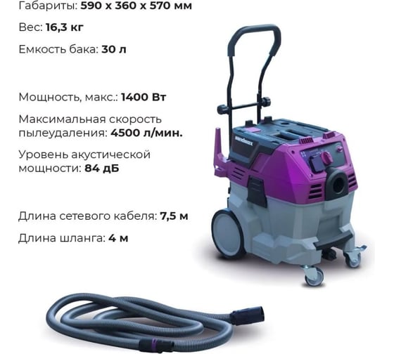 Малогабаритный мобильный пылесос SANDWOX для работы с электрическим шлифовальным инструментом FURACAO F32L