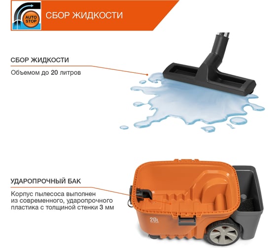Универсальный пылесос c розеткой DAEWOO DAVC 2000S