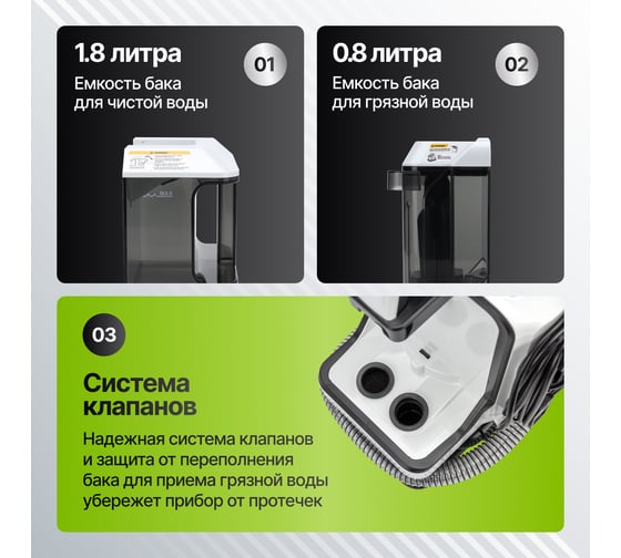 Моющий пылесос KIWI для химчистки ковров, мягкой мебели, салона авто, мягких игрушек, для всех видов загрязнений на мягких тканях KCC-4322