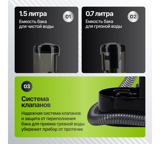 Моющий пылесос KIWI для химчистки ковров, мягкой мебели, салона авто, мягких игрушек, для всех видов загрязнений на мягких тканях KCC-4324