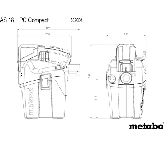 Аккумуляторный пылесос Metabo AS 18 L PC Compact без АКК и ЗУ 602028850