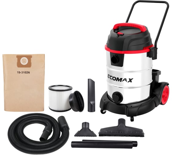Пылесос для сухой и влажной уборки из нержавеющей стали 60Л ECOMAX EM19601-16B 1