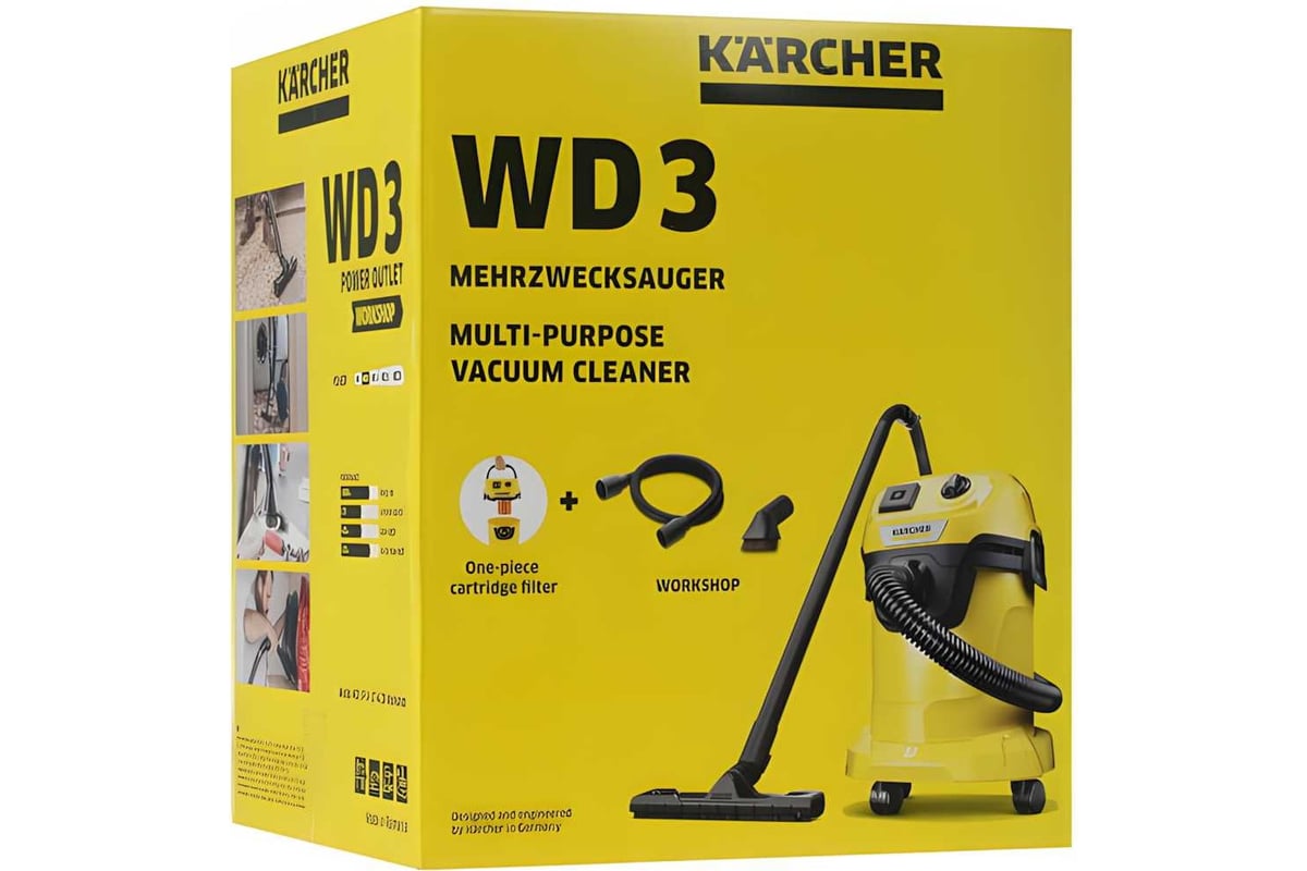 Хозяйственный пылесос Karcher WD 3 P V-17/4/20 1.628-170.0 - выгодная цена,  отзывы, характеристики, 1 видео, фото - купить в Москве и РФ