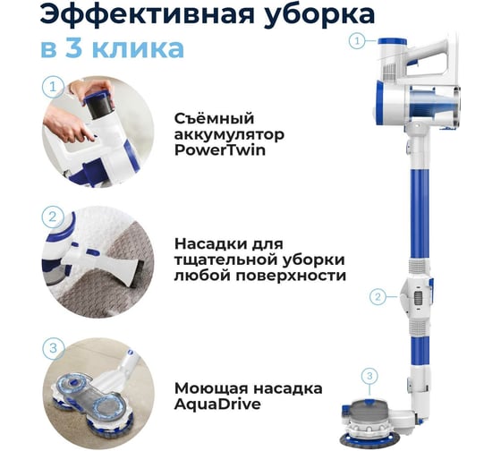 Вертикальный беспроводной пылесос Remezair RMVC-502 MultiClick S Aqua ЦБ-00000300