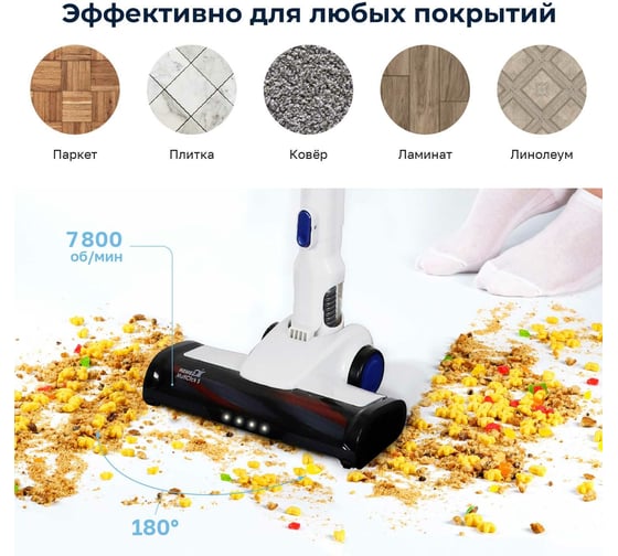 Вертикальный беспроводной пылесос Remezair RMVC-501 MultiClick S ЦБ-00000274