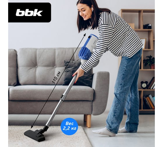 Вертикальный пылесос bbk BV2512 белый/синий 00-00000272