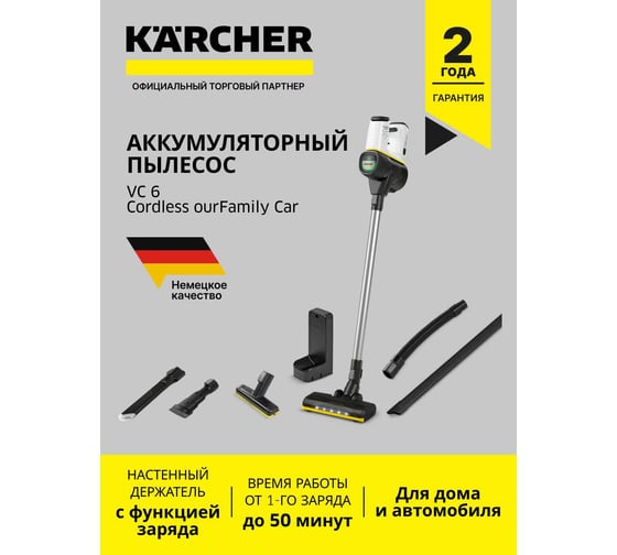 Пылесос Karcher VC 6 Cordless ourFamily Car 1.198-672.0