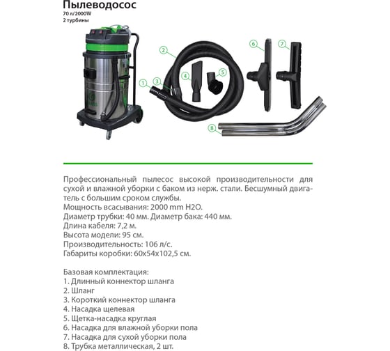 Пылесос Baiyun 70л 3 турбины PS-0118