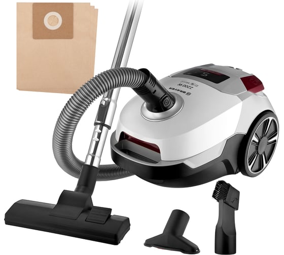 Мешковый пылесос BRAYER 2200 Вт, LCD, всасыв 450, Hepa, телес, 5 м, + 3 бум. мешка BR4224