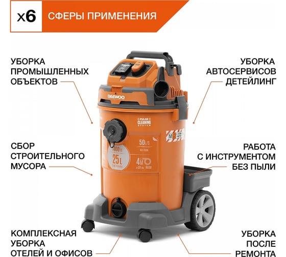 Строительный пылесос с системой очистки DAEWOO DAVC 2500SD