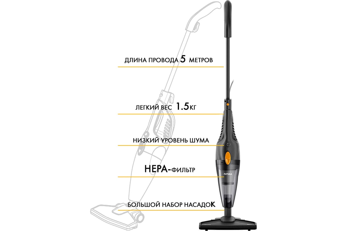 Проводной пылесос FUTULA Vacuum Cleaner V2 (Black) 00-00214551 - выгодная  цена, отзывы, характеристики, фото - купить в Москве и РФ