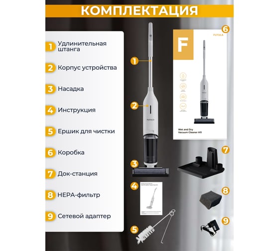 Беспроводной пылесос FUTULA Wet and Dry Vacuum Cleaner H11 (White) 00-00214718