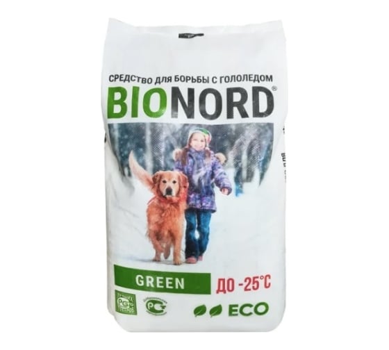 Противогололедный реагент БИОНОРД Green, -25 С, 23 кг BG23