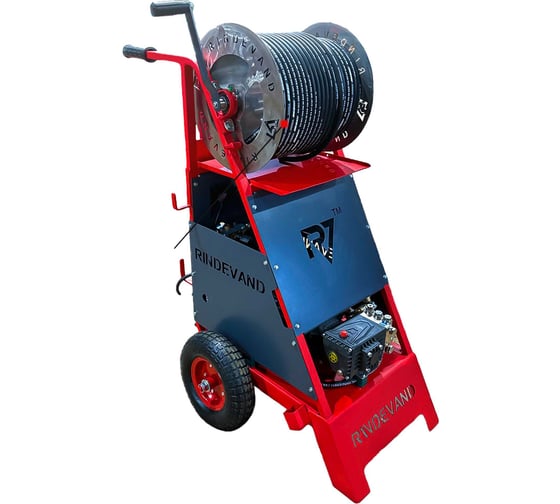 АВД мобильный Rindevand JE 15 литров 200 бар 5.5 кВт Версия с барабаном 50 метров и функцией Time stop 3 сек RV-E5-200-JE-MReel50TS