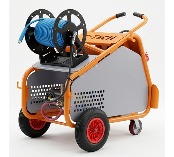 Аппарат высокого давленияC-TECH NTR5015T (давление 500 бар, 960 л/ч, 18.5 кВт, 380 Вольт) системы безопасности, шланг 10м + пистолет 100 см в сборе NTR5015ET4BP1A1FMT-10-SG-T