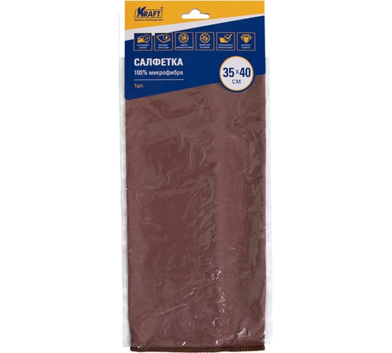 Салфетка из микрофибры для стекол KRAFT 35x40 см KT 860617