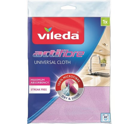 Салфетка АКТИФАЙБР (микрофибра + ПВА) VILEDA 148308