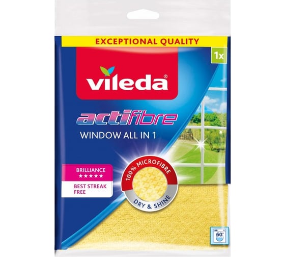 Салфетка для мытья окон Актифайбр 1шт VILEDA 151744 1