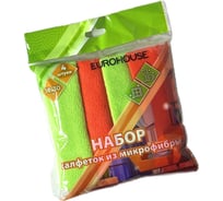 Набор салфеток из микрофибры 30x30см, 4шт, плотность 180гр/м2, 100 полиэстер, лазерная резка, 2 цвета в наборе оранжевый, зеленый EUROHOUSE 16263