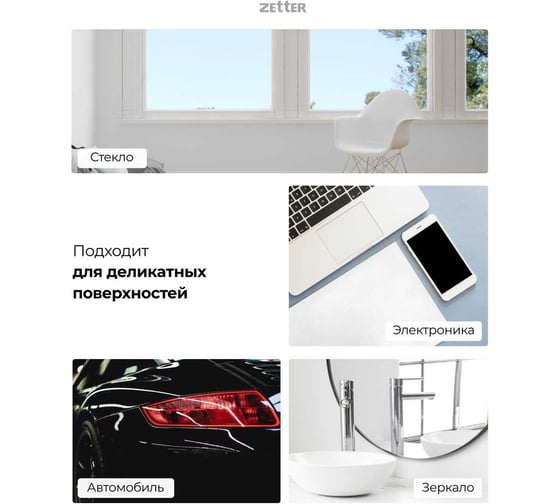 Салфетка для деликатных поверхностей из микрофибры Zetter 2 шт MC-SU-02