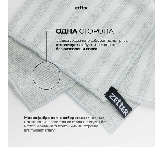 Салфетка двусторонняя из микрофибры Zetter 2 шт MC-PR-02